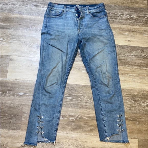 7 For All Mankind, Edie Frayed Ring LightBlueDenim - Picture 1 of 6